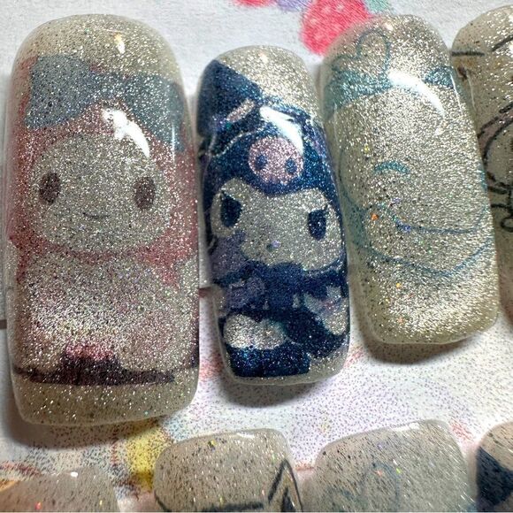 10PcsâPressâOn
Nails/silverâGlittersâprintâstatementânailsâinspiredâbyâmyâmelody - Picture 6 of 17